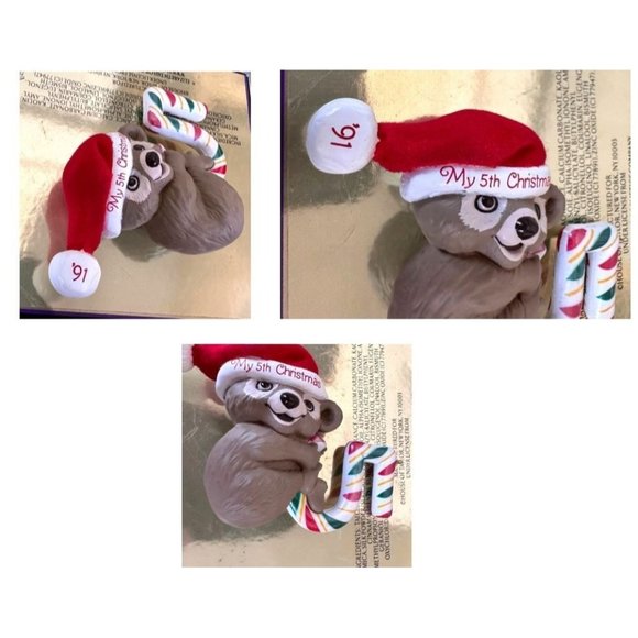 VTG Hallmark Child's Fifth Christmas Ornament 1991 Teddy Bear Years Koal… - Picture 9 of 12